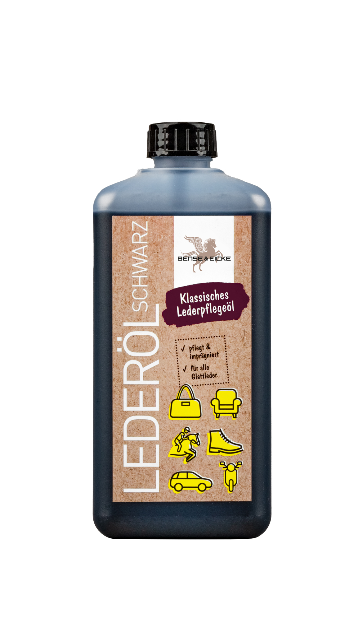 Hochwertige Lederfarbe für Glattleder und Kunstleder Schwarz 500ml